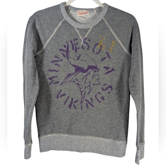 Vintage Style Minnesota Vikings Sweatshirt Junk Food Originals Gray Size Small - Picture 1 of 7